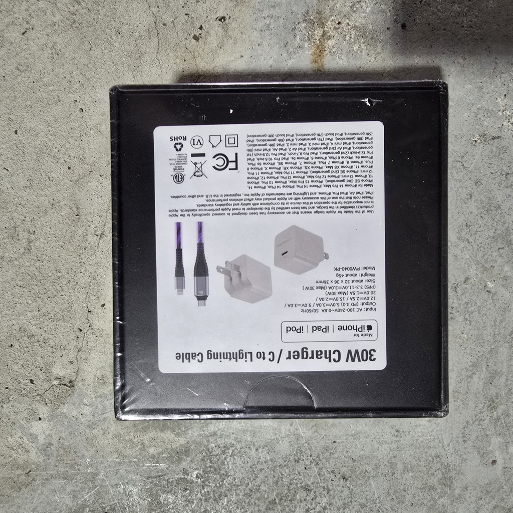 30W Charger /C to Lightning Cable